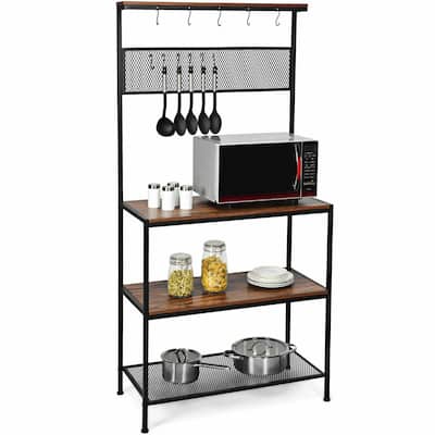 Gymax 4-Tier Kitchen Bakers Rack Microwave Oven Stand Industrial - See Details