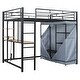 preview thumbnail 15 of 21, Metal Loft Bed with Desk,Shelves,Power Outlet,LED Light and Wardrobe
