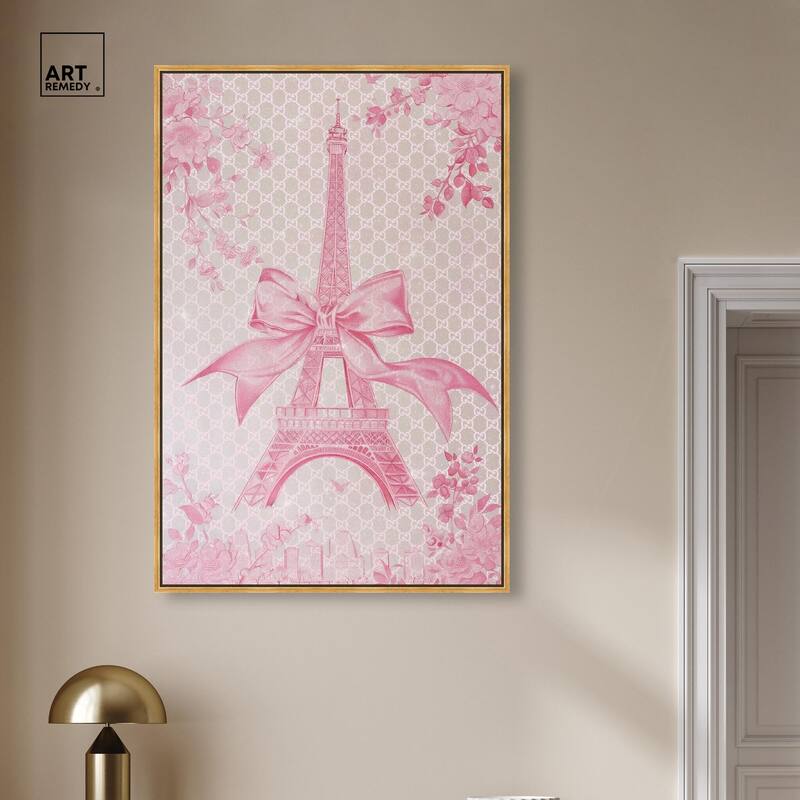 Ribbon Eiffel Tower Canvas by Art Remedy