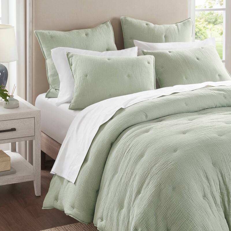 Harbor House Breeze Cotton Gauze Embroidered Quilt Set