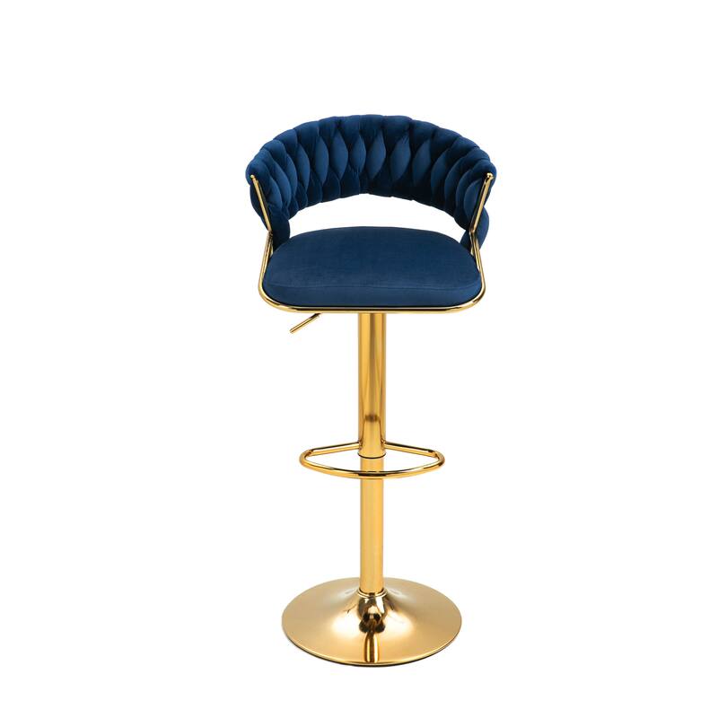 Modern Velvet Counter Bar Stools with Backs(Set of 2)