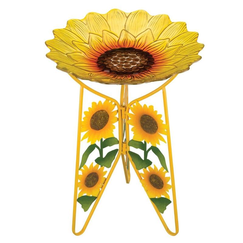 18" Birdbath with Decorative Stand - Sunflower