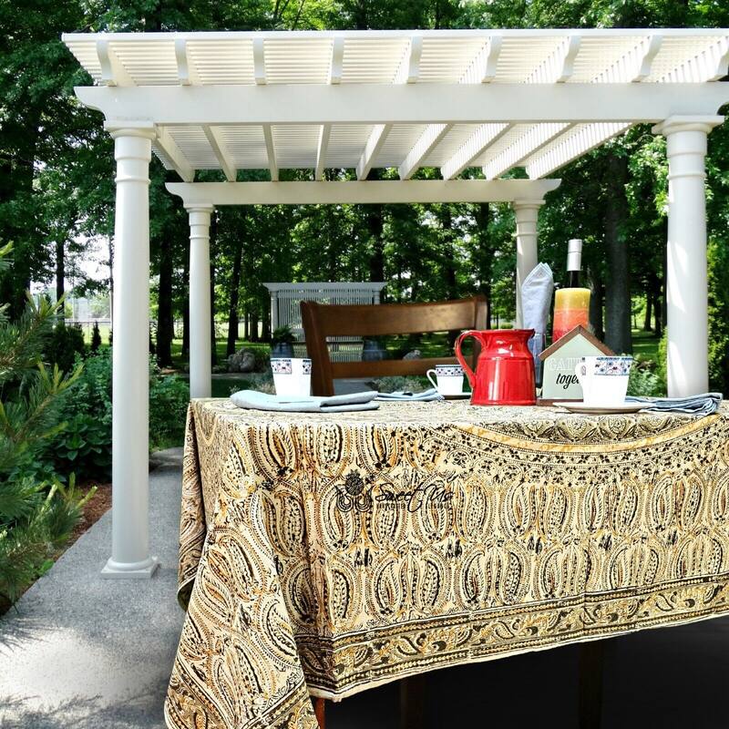 Lush Floral Block Print Vegetable Dye Cotton Table Linen Collection - 60 x 60 in