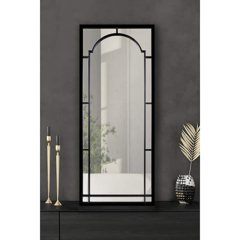 Kate and Laurel Lyla Metal Framed Arch Mirror - Black