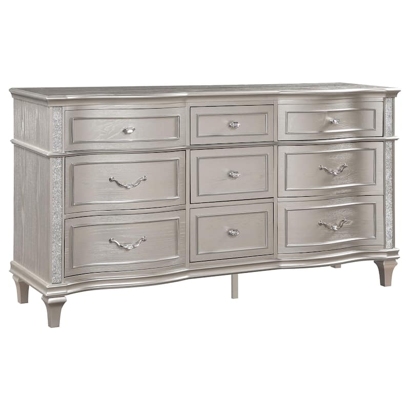 Evangeline Modern Classic Wood 9-drawer Bedroom Dresser Silver Oak