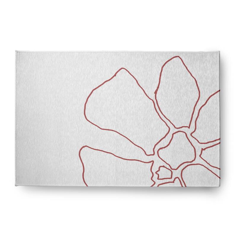 Petal Lines Spring Chenille Indoor/Outdoor Rug - Coral/White - 4' x 6'