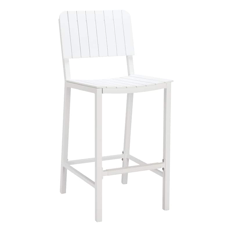HomeRoots 30" White Aluminum Outdoor Bar Height Chair