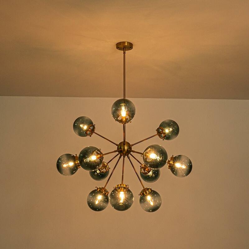 Ornate Glam 12-Light Sputnik Gradient Glass Globe Chandelier - 35.4 in