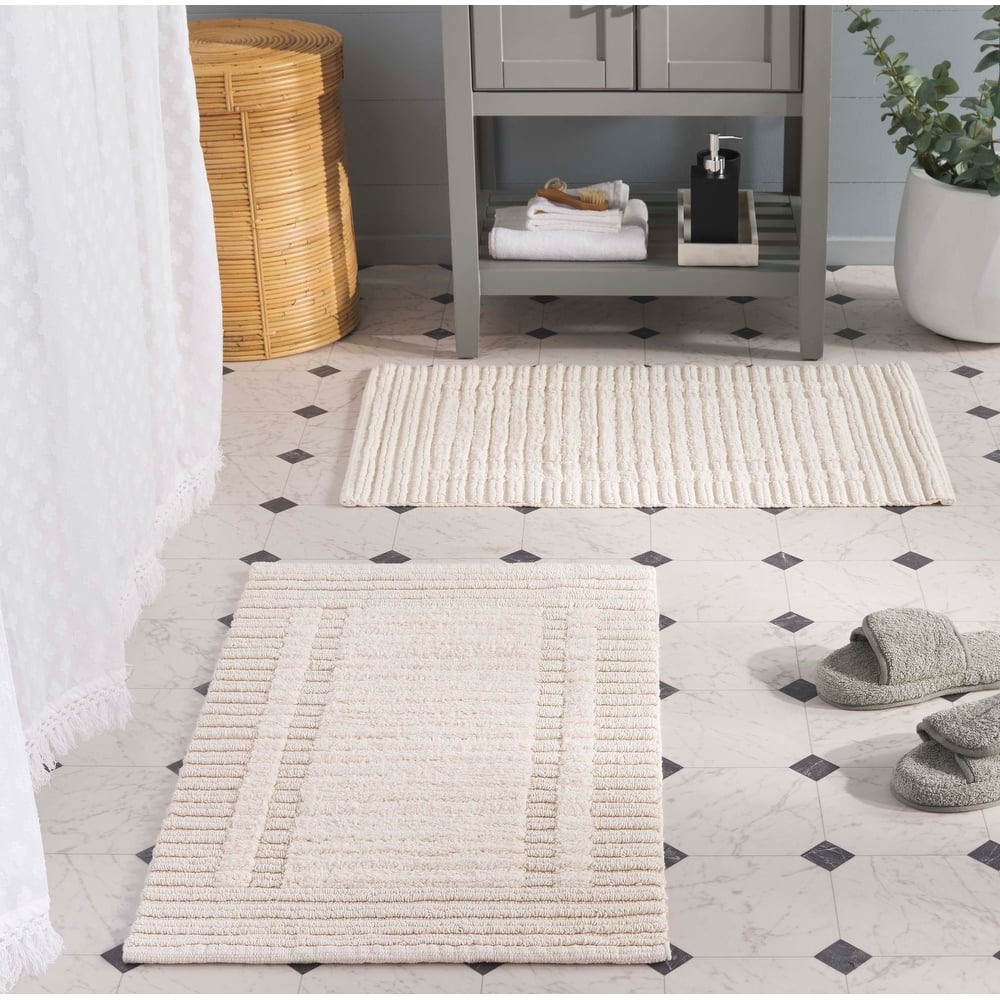 SAFAVIEH Home Greyson Striped Bathmat 32"L x 20"W Set of 2