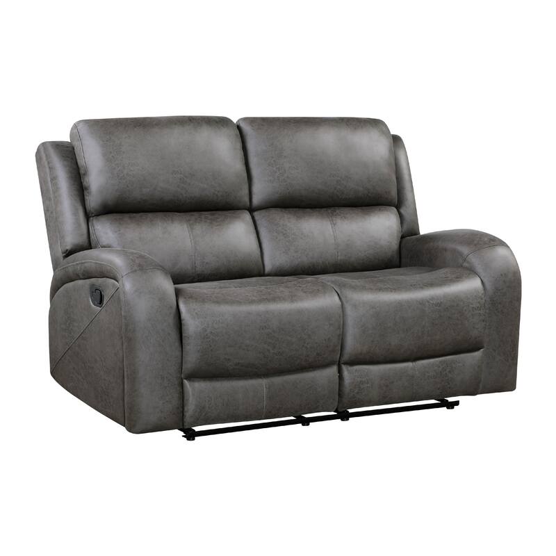 Patsy Manual Recliner Loveseat, Gray Polished Microfiber, 62 Inch