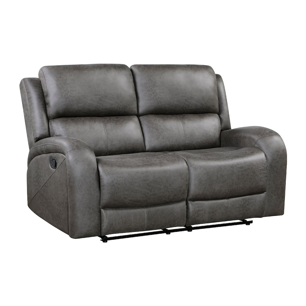 Patsy Manual Recliner Loveseat, Gray Polished Microfiber, 62 Inch
