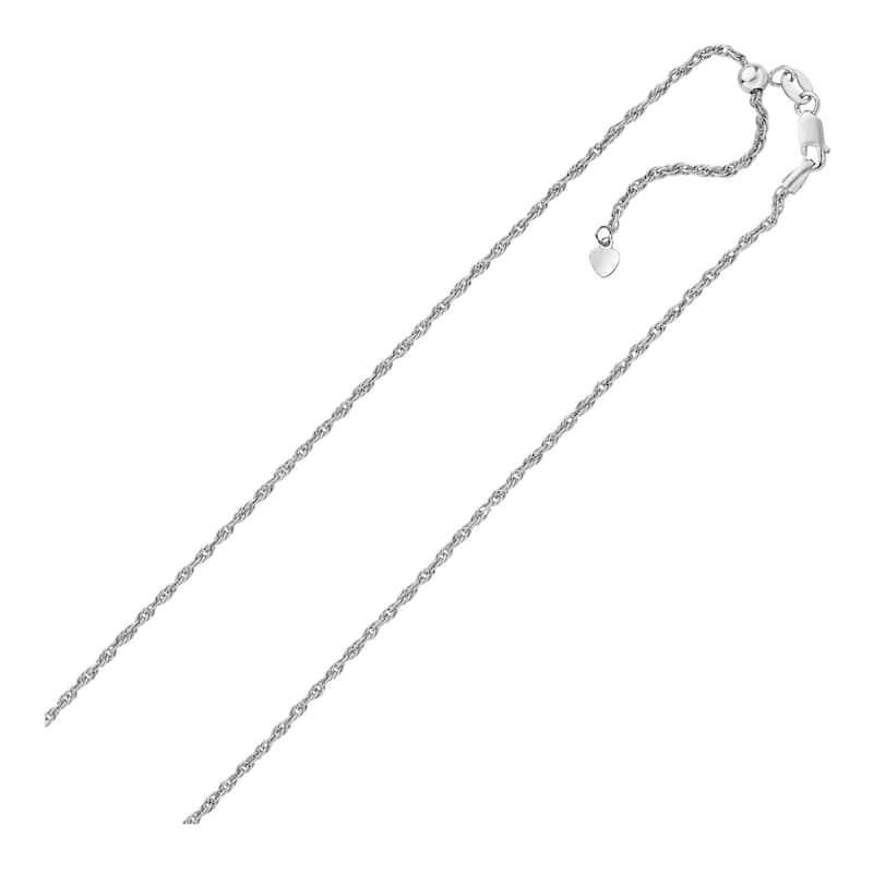 Sterling Silver 1.5mm Adjustable Rope Chain 22" Inches