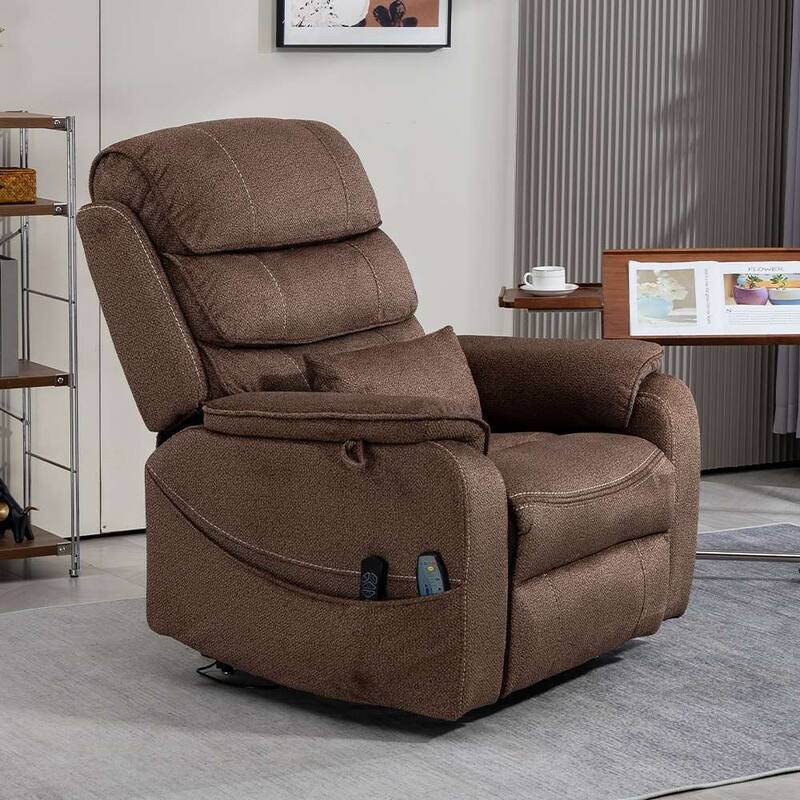 Dual Motor Oversized 180° Lay Flat Chenille Power Lift Recliner Chair with Retractable Tray, Wireless Charge