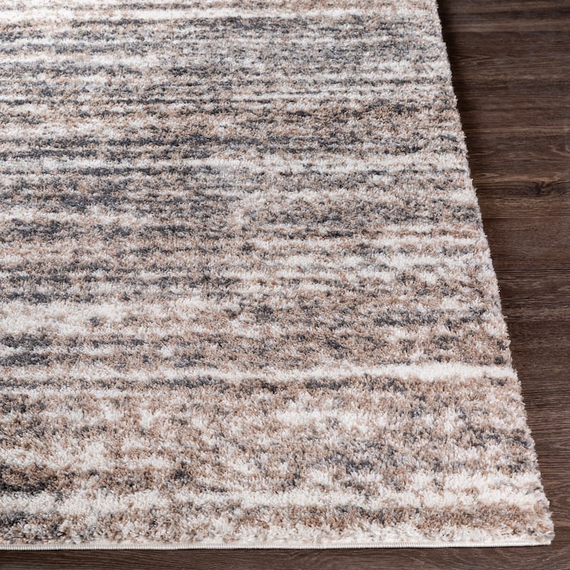 Livabliss Sabbie Plush Heathered Stripe Area Rug