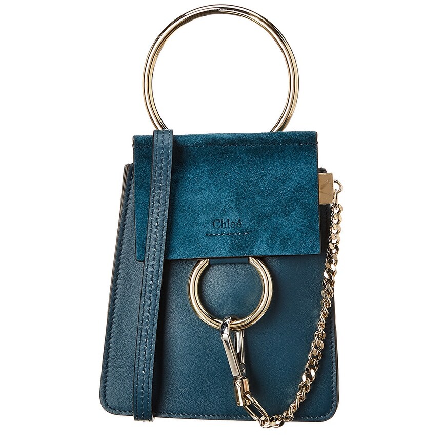 faye small suede & leather bracelet bag