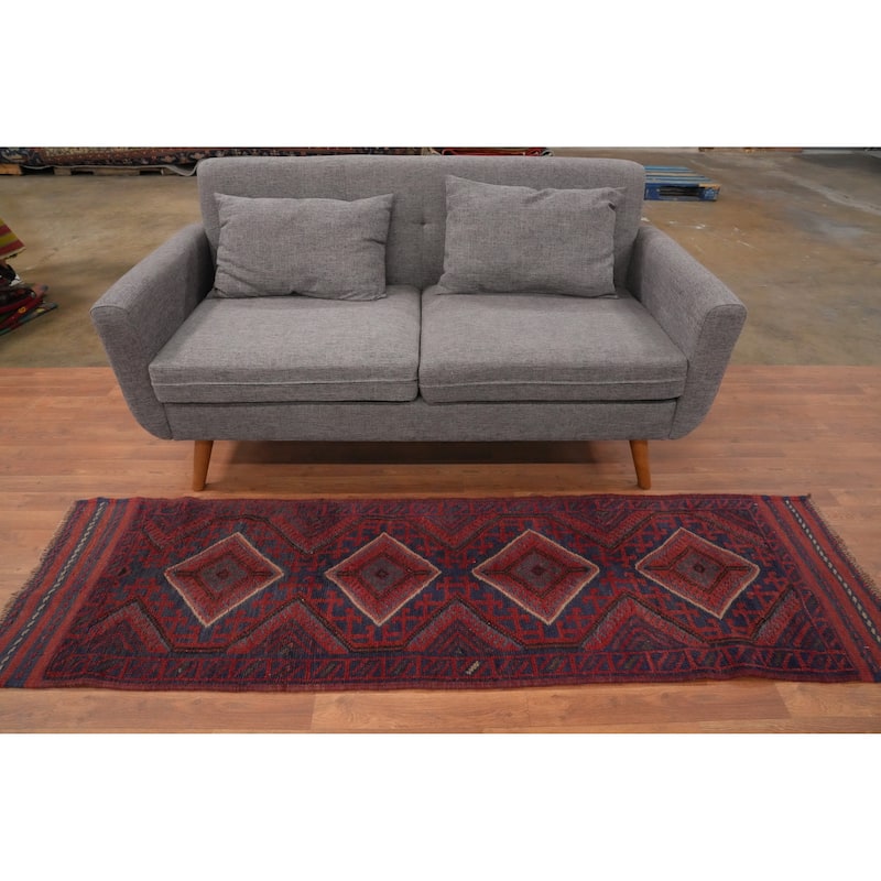 Hand Knotted Oriental 100% Wool Carpet Traditional Tribal Red Balouch Runner Rug - 7' 2'' X 2' 1''