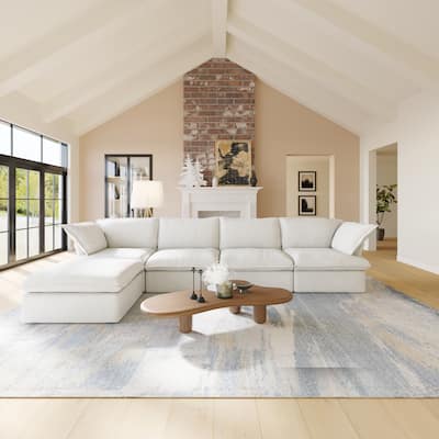 L-Shaped Velvet Sectional Sofa Modular Cushion Back Couch Sofa for Livingroom