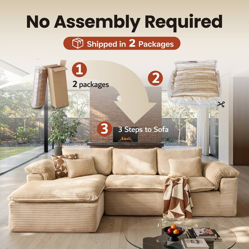 OVIOS L-Shaped Sofa with Dual-Tone Stripe Fabric​