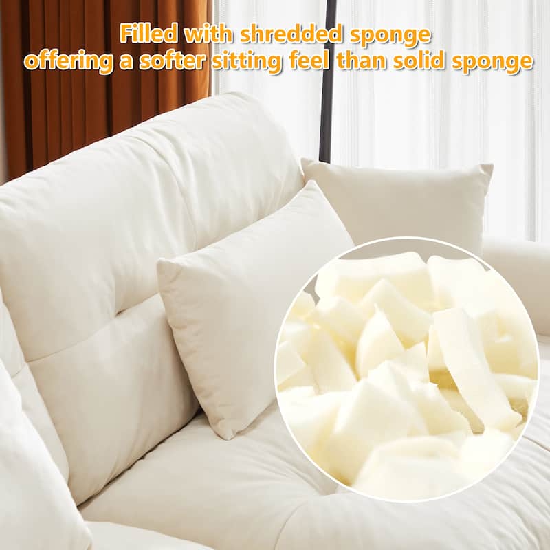 U-Shaped Velvet Sectional Sofa Set with Ottoman, 130" 3-Seater Modular Sofa withRound Armrests, Modern Upholstered Couch