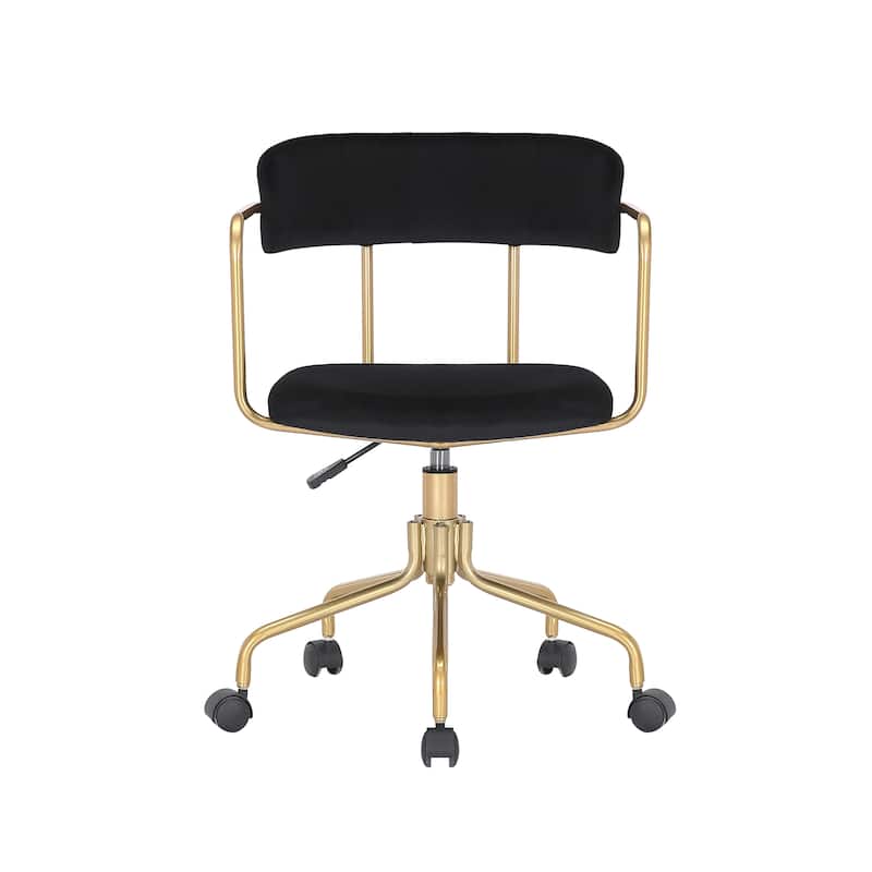 Porthos Home Fynn Office Chair, Velvet, Gold Chrome Frame and Legs