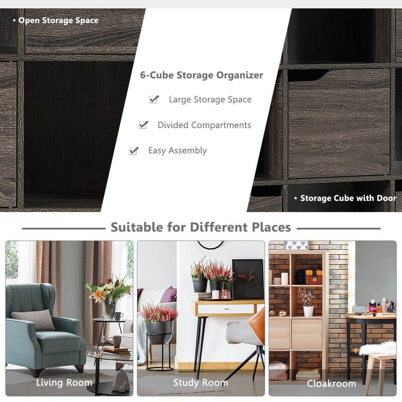 Costway 9 Cube Bookcase Cabinet Wood Bookcase Storage Shelves Room - See Details