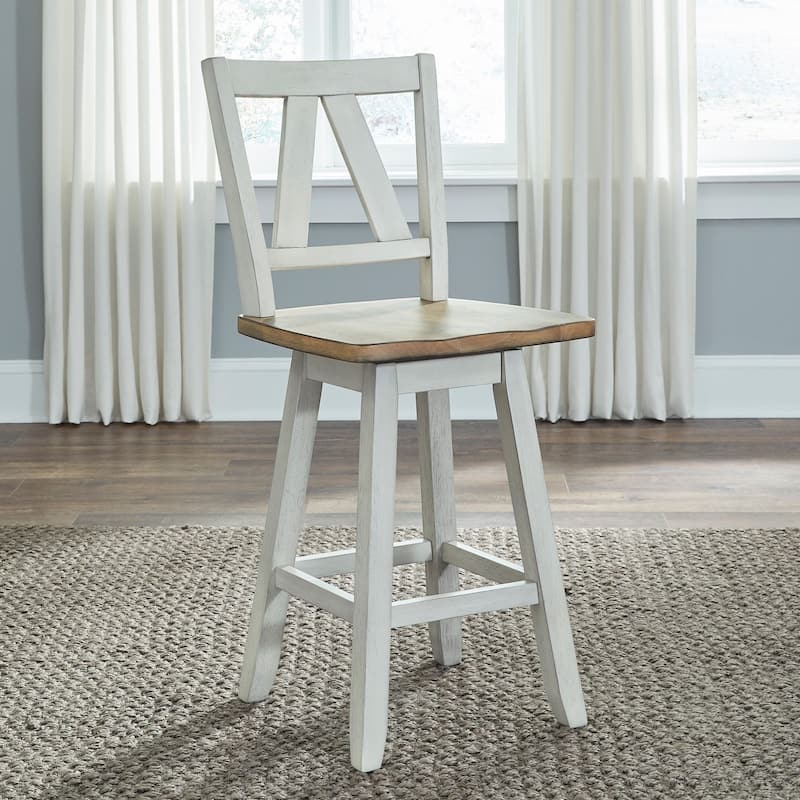 Lindsey Farm Weathered White Counter Height Swivel Chair (Set of 2) - Set of 2