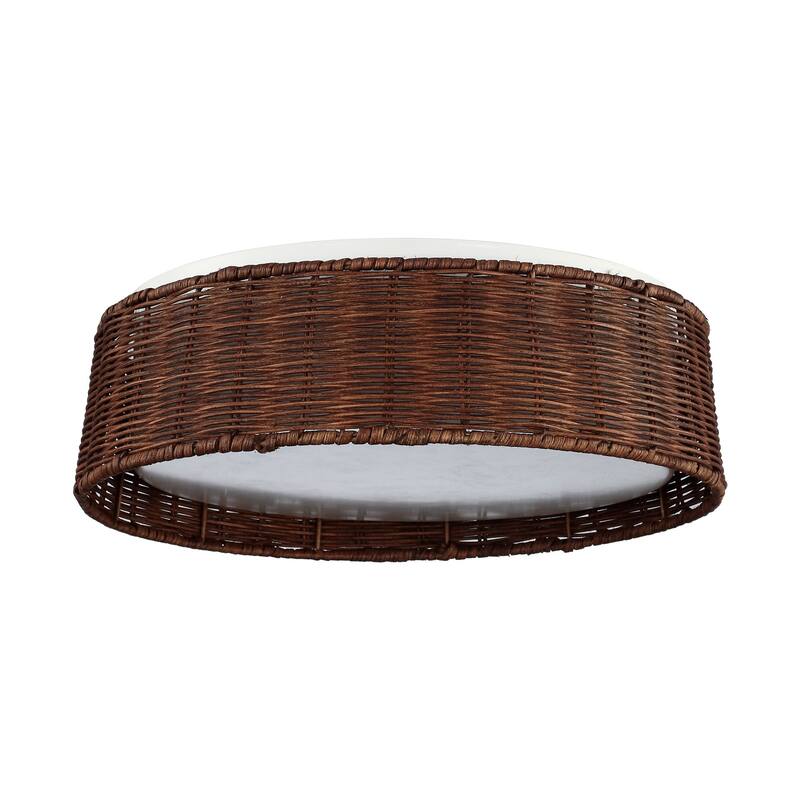 16.5" Farmhouse Rattan LED Flush Mount Ceiling Light
