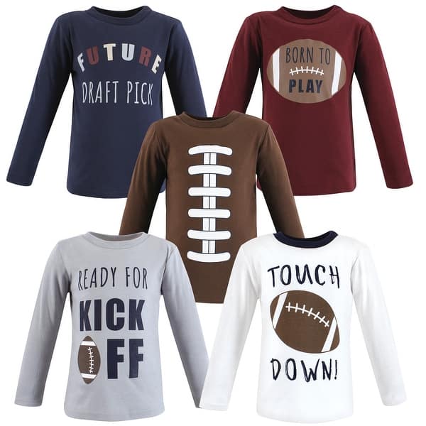 slide 1 of 1, Hudson Baby Infant Boy Long Sleeve T-Shirts, Football 6-12 Months - Football
