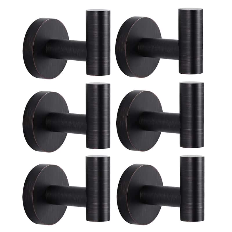 WOWOW Stainless Steel J-Hook Robe/Towel Hook 6-Pack - Oil Rubbed Bronze