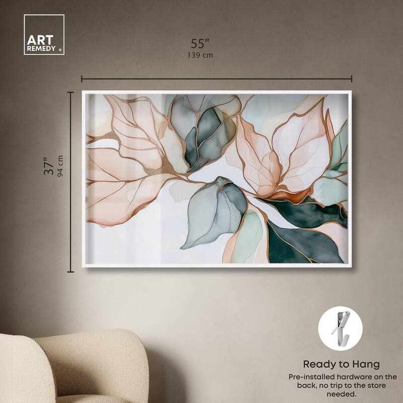 Golden Veined Leaves I Shadowbox by Art Remedy
