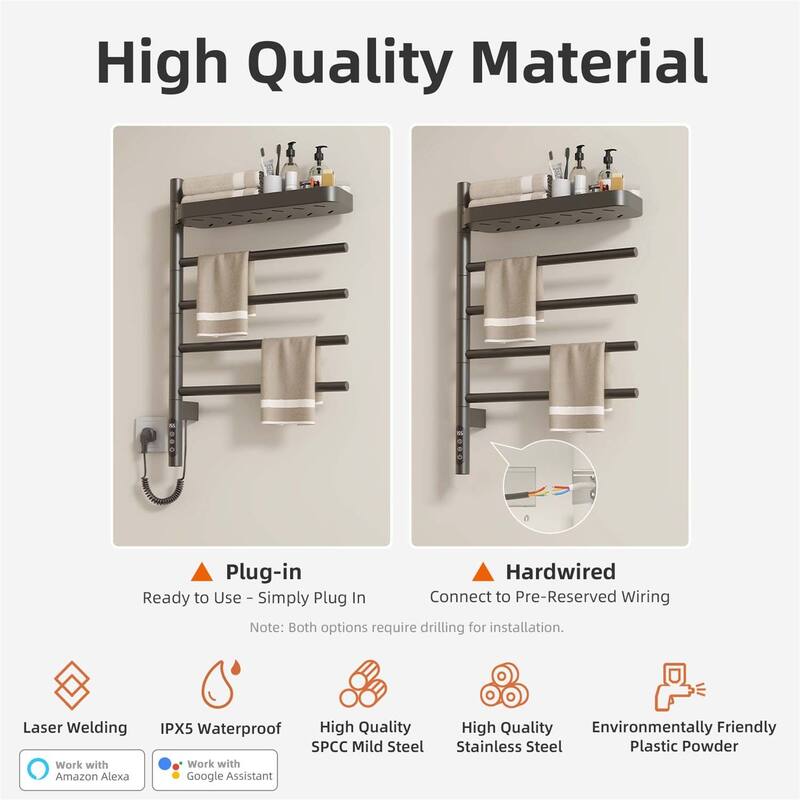 Smart Rotating Heated Towel Rack for Bathroom,Towel Warmer