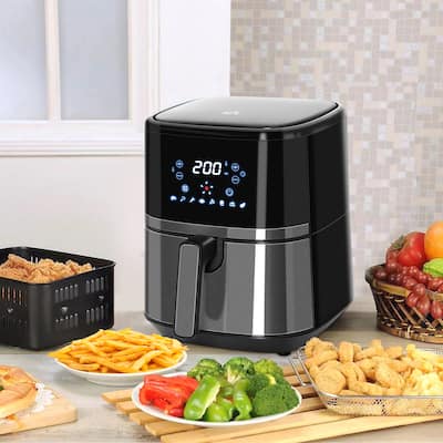 HOMCOM Small Air Fryer Oven Countertop Oven Cooking Gift - 13.5"L x 10"W x 12.5"H