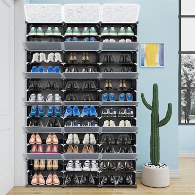 12 Tiers Free Standing Shoe Rack Organizer Portable Storage Cubes
