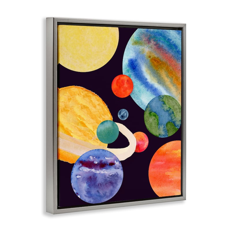 Stupell Planetary Galaxy in Space Framed Floater Canvas Wall Art Design By Corinne Rose Designs