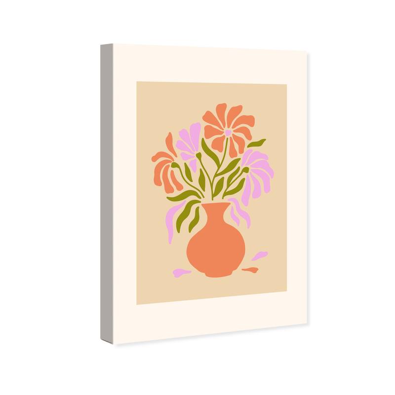 Wynwood Studio Canvas Floral and Botanical Just to You Poster Orange and Violet Modern & Contemporary Wall Art Canvas Print
