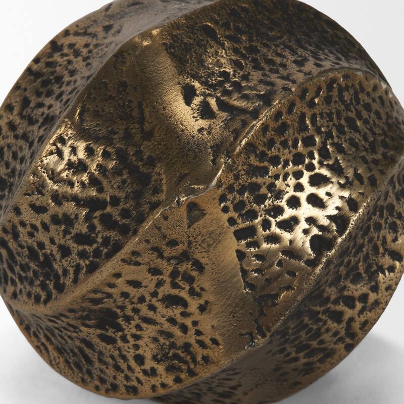 Imani Large / Small Sculptural Textured Antiqued Gold Metal Decorative Orb Object