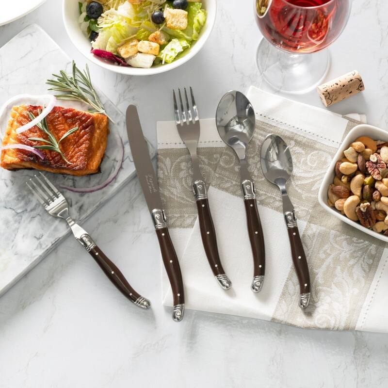 French Home 20 Piece Laguiole Flatware Set, Service for 4, Pewter