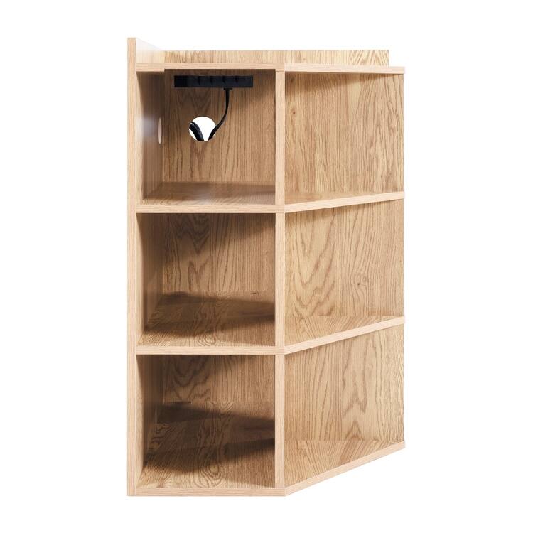 Corner Shelf with USB Ports and Outlets Cubby Storage Organizer