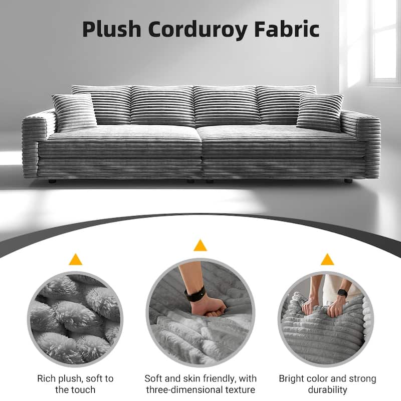 Deep Seat Couches with Soft Pillows and Movable Ottoman,Convertible Sofa Lounge Chair