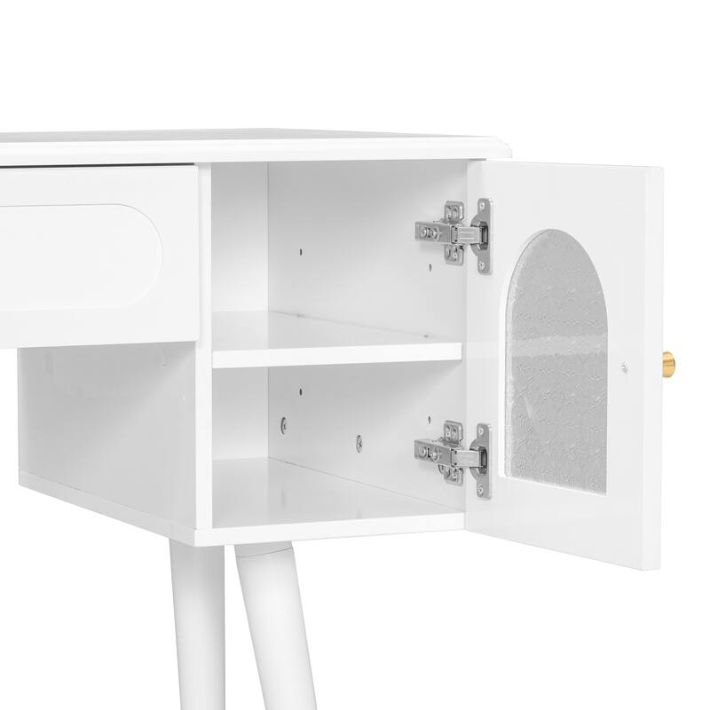 Modern Makeup Vanity & Chair Set, Dressing Table Writing Desk with Charging Port