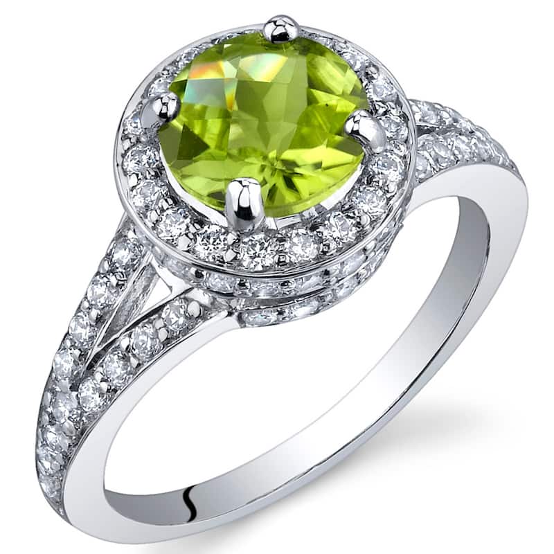 Sterling Silver 1.25 ct Peridot Halo Ring