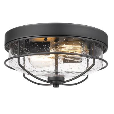 2-Light Flush Mount Ceiling Light with Seeded Glass Shade