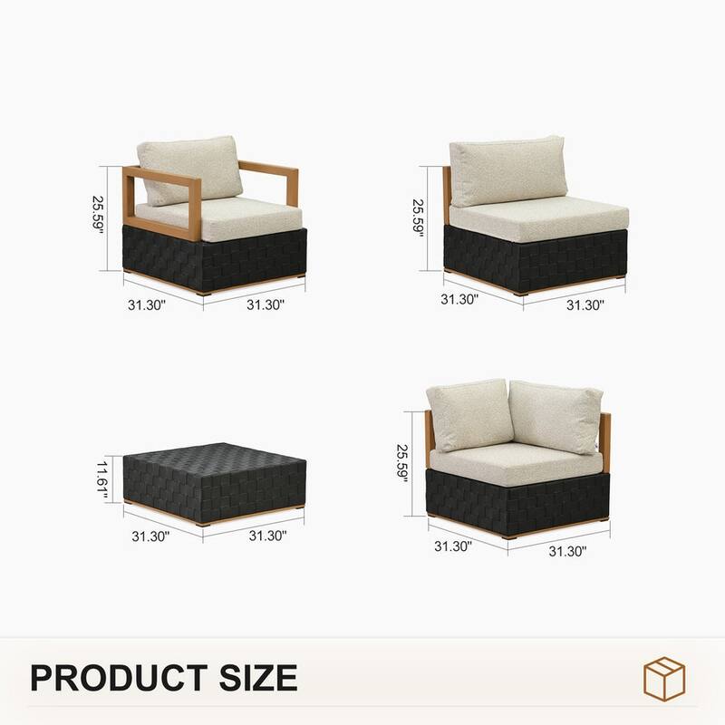 PURPLE LEAF GLFSF Black sofa with white seat Outdoor Couch for Yard Porch Deck Patio Conversation Sets