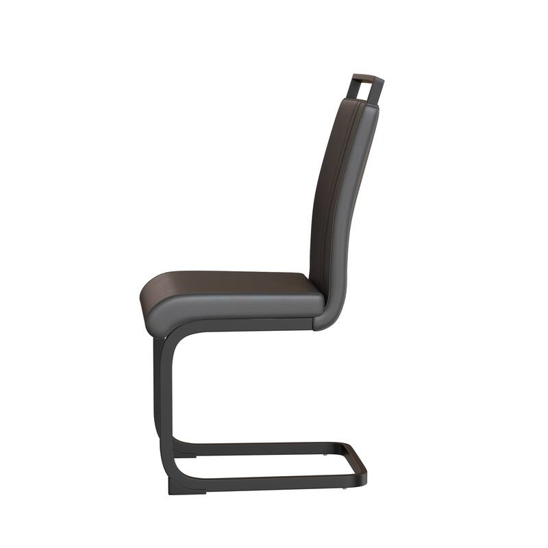 Modern Style Faux Leather High Back Dining Chairs Set of 4 with Black Metal Legs for Dining Room