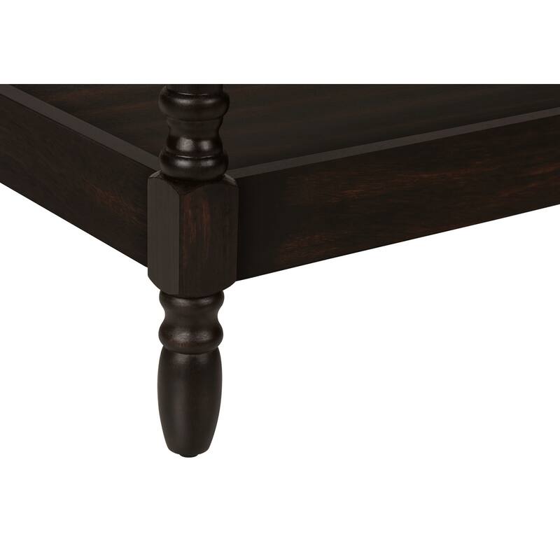Traditional 2 Tier Accent Table, Square End Table Side Table for Living Room, Nightstand for Bedroom, Brown Veneer