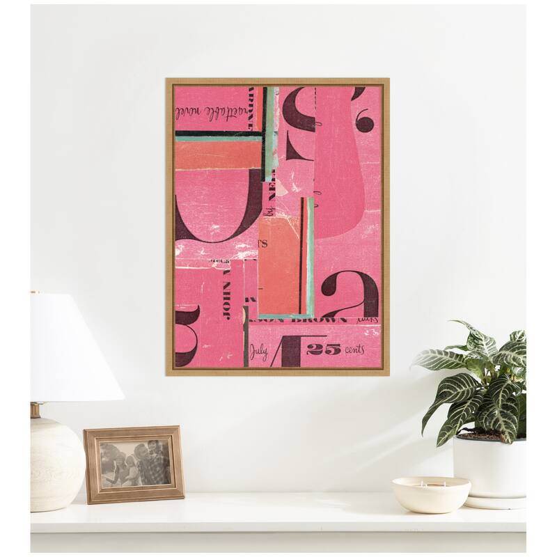 Kate and Laurel Typography Pink FC by Felicia Dadak Framed Canvas Wall Art Print