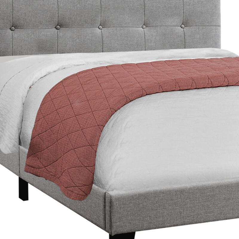 Tufted Upholstered Bed Frame with Wood Base and Headboard
