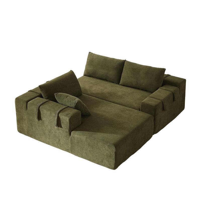 108" Chenille Modular L-Shaped Sectional Sofa with 6 Pillows, Reversible Chaise