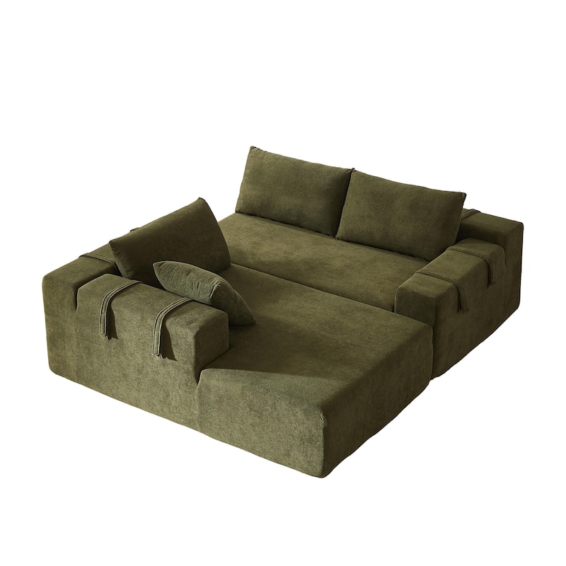 108" Chenille Modular L-Shaped Sectional Sofa with 6 Pillows, Right Chaise & No-Assembly Design