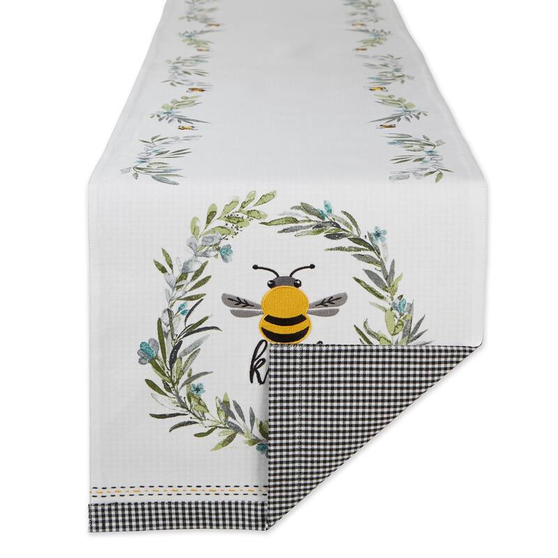DII Bee Kind Reversible Embellished Table Runner - Reversible Table Runner, 14x108" - Reversible Table Runner, 14x108" - Bee Kind